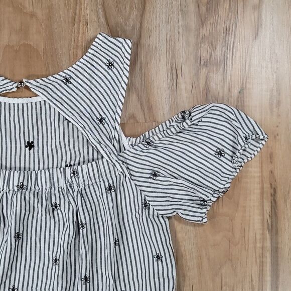 🔹️🔺️Anthropologie Everly Blue Embroidered Floral Cold Shoulder Top Large - Picture 9 of 16